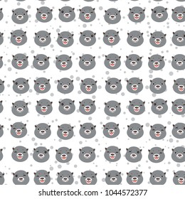 Kawaii grey otters head. Funny Seamless pattern, white background. Kawaii. Vector