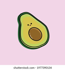 a kawaii half cute avocado