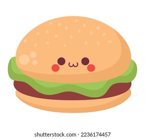 kawaii hamburger illustration over white