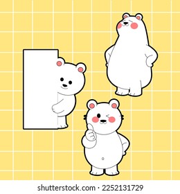 kawaii hand drawn cartoon bear 