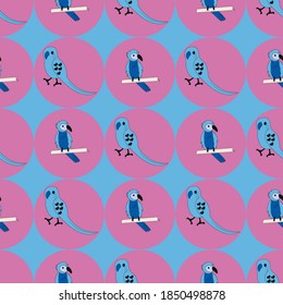 Kawaii hand drawn exotic birds repeat pattern