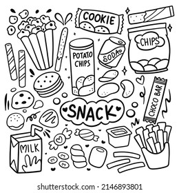kawaii hand drawn snack food product vector illustration 
