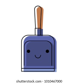 kawaii hand dustpan top view in colorful watercolor silhouette