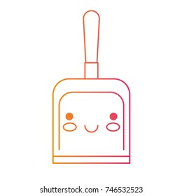 kawaii hand dustpan top view in degraded yellow to magenta silhouette vector illustration