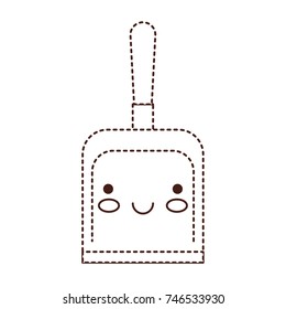 kawaii hand dustpan top view in brown dotted silhouette vector illustration