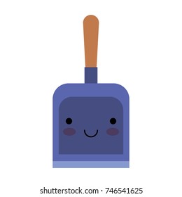 kawaii hand dustpan top view in colorful silhouette vector illustration