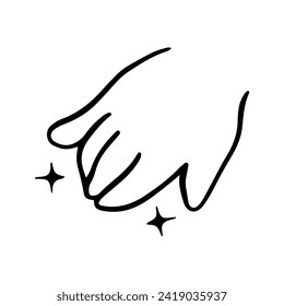 Kawaii Hand Gestures Sign and Symbol Isolated In White Background. Cute doodle cartoon hand design. suitable for stickers, children's books and cartoon elements