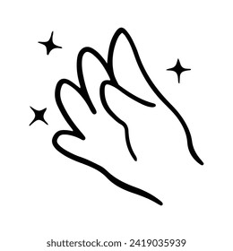 Signo y símbolo de gestos de mano kawaii aislados en fondo blanco. Diseño de la mano de dibujos animados. apto para pegatinas, libros para niños y elementos de dibujos animados