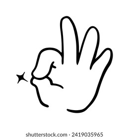 Kawaii Hand Gestures Sign and Symbol Isolated In White Background. Cute doodle cartoon hand design. suitable for stickers, children's books and cartoon elements