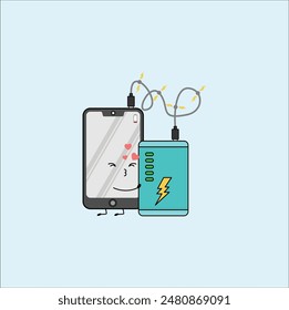 kawaii handphone illustration vector design. Eps 10