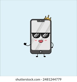 kawaii handphone illustration vector design. Eps 10