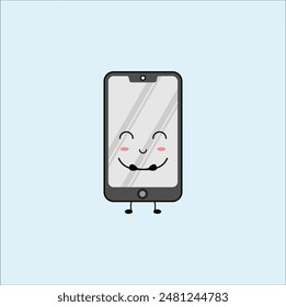 kawaii handphone illustration vector design. Eps 10