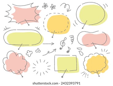 Kawaii handwriting style speech bubbles set (bumpy lines), vector illustration