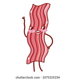 kawaii happy bacon with arms and legs