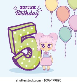 Kawaii happy birthday design