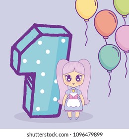 Kawaii happy birthday design