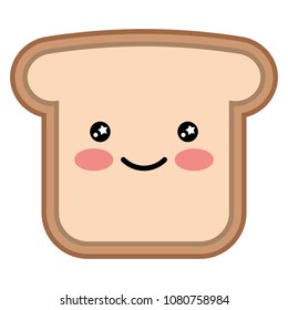 kawaii happy bread slice cartoon