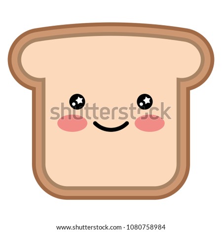 kawaii happy bread slice cartoon