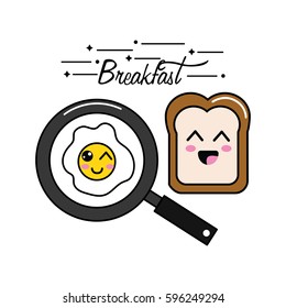 kawaii happy breakfast icon