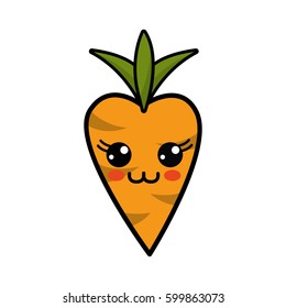 kawaii happy carrot vegetable icon