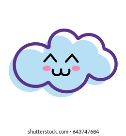 kawaii happy cloud icon