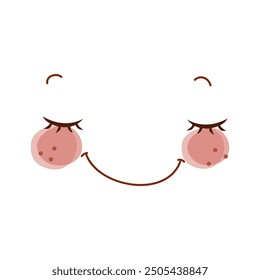 Kawaii Happy Face With Cheeks And Eyes Illustration