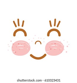 kawaii happy face with cheeks and eyes
