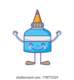 kawaii happy glue bottle with arms and legs