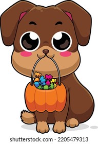 Kawaii Happy Halloween Dog Character