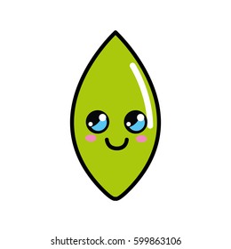 kawaii happy leaf icon