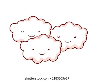 kawaii happy nature fluffy clouds together