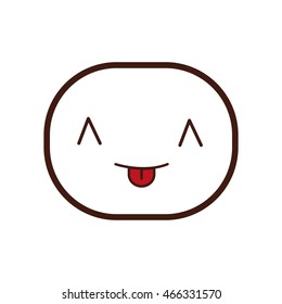 kawaii happy oval face cartoon expression icon. Isolated and flat illustration. Vector graphic