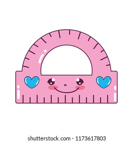 kawaii happy protactor ruler and hearts