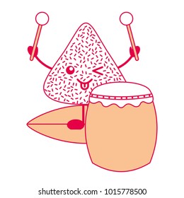 kawaii happy rice dumpling with drum and drumsticks cartoon