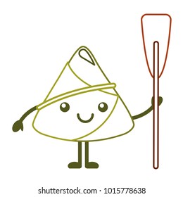 kawaii happy rice dumpling holding wooden oar