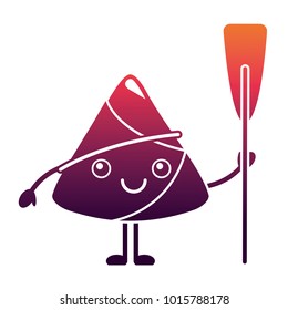 kawaii happy rice dumpling holding wooden oar