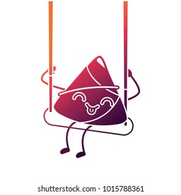 kawaii happy rice dumpling in swing play cartoon