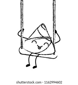 kawaii happy rice dumpling in swing play cartoon
