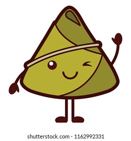 kawaii happy rice dumpling winking cartoon