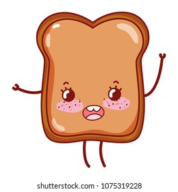 kawaii happy slice bread with arms and legs