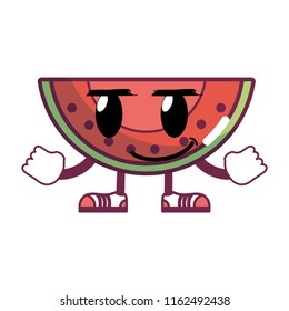 kawaii happy slice watermelon fruit