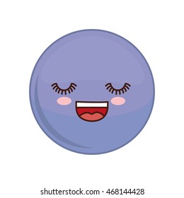 Kawaii happy sphere expression cartoon face icon. Isolated and flat illustration