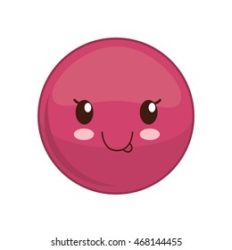 Kawaii happy sphere expression cartoon face icon. Isolated and flat illustration