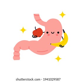 Kawaii happy stomach isolated vector illustration. Good bacteria design element. Healthy diet, medical organ care.