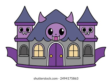 Kawaii Haunted House - Adorable and Cute Halloween Design