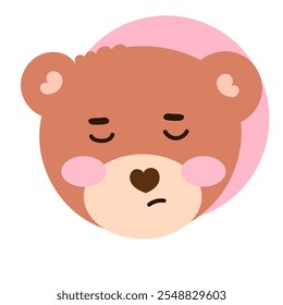 kawaii head brown bear cartoon different face expression design element