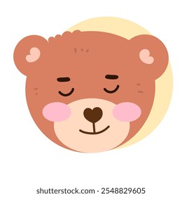 kawaii head brown bear cartoon different face expression design element