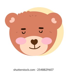 kawaii head brown bear cartoon different face expression design element