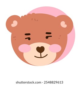 kawaii head brown bear cartoon different face expression design element