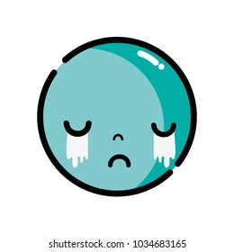 kawaii head with cute crying face